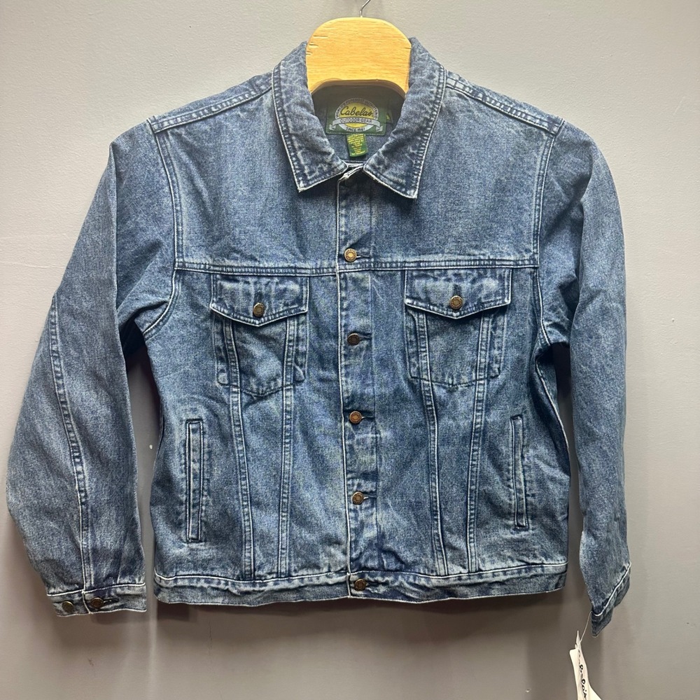 Cabelas Men Roughneck DM Stonewash Denim Trucker Jacket Blue NWT JK286-DM-L SZ L